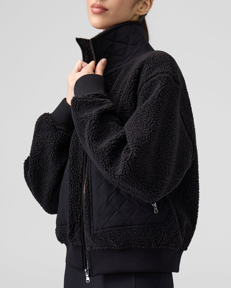 Teddy Quilted Zippered Pockets Jacket