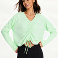 AARYA Drawstring Charm V-Neck Workout Shirt