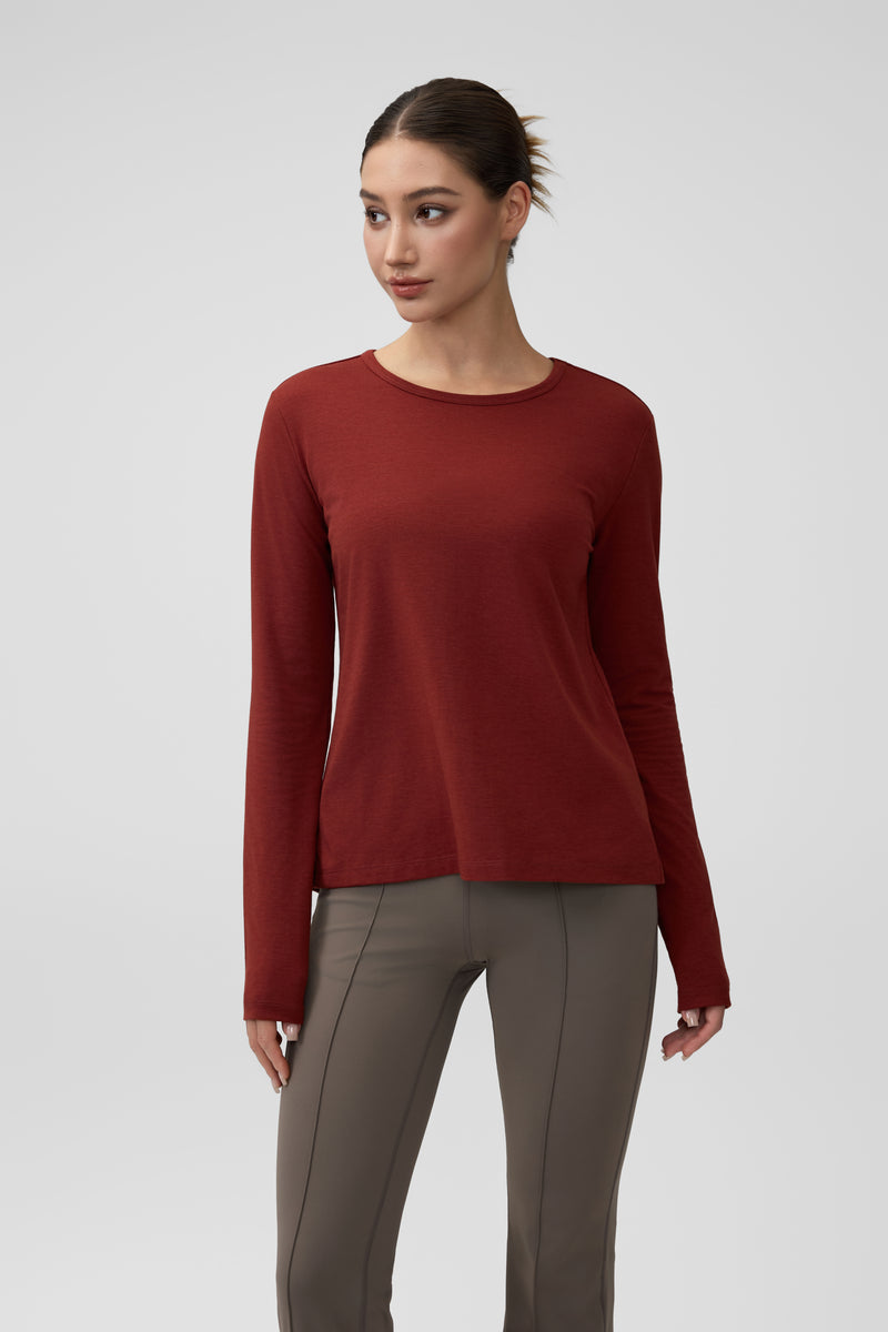 Women's Open Back Long Sleeve Workout Top Modal Wool Blend