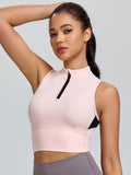 Half-Zip Stand-up Collar Crop Tank