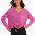 AARYA Drawstring Charm V-Neck Workout Shirt
