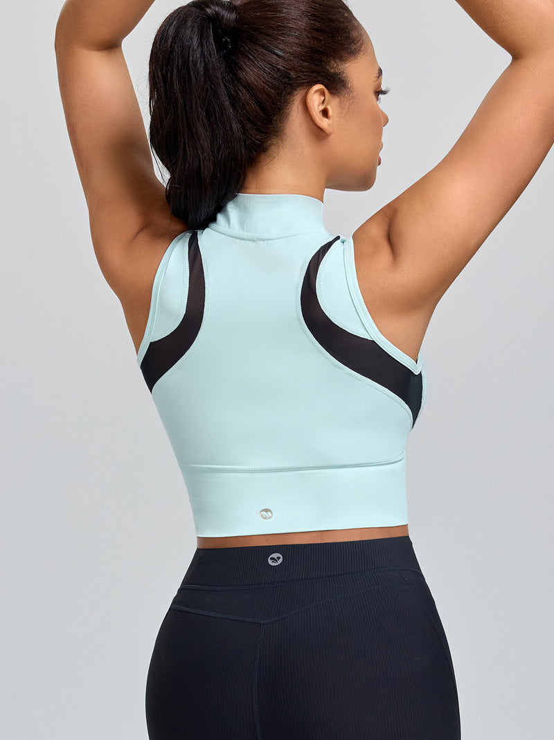 Half-Zip Stand-up Collar Crop Tank