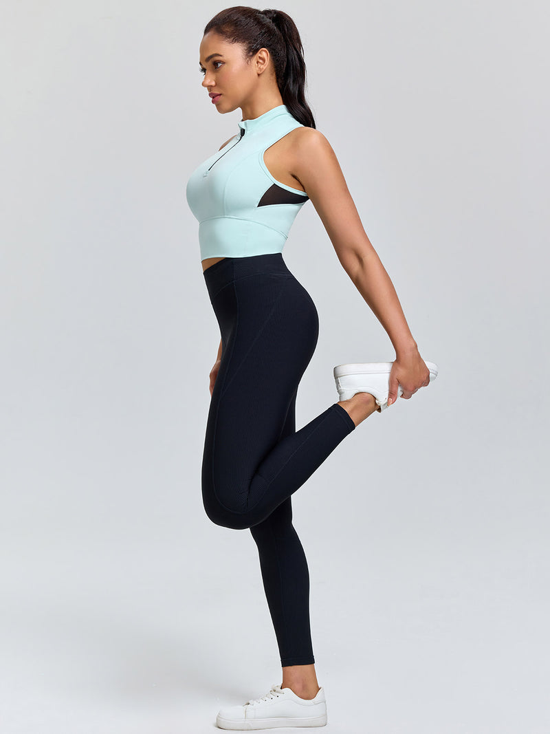 Half-Zip Stand-up Collar Crop Tank