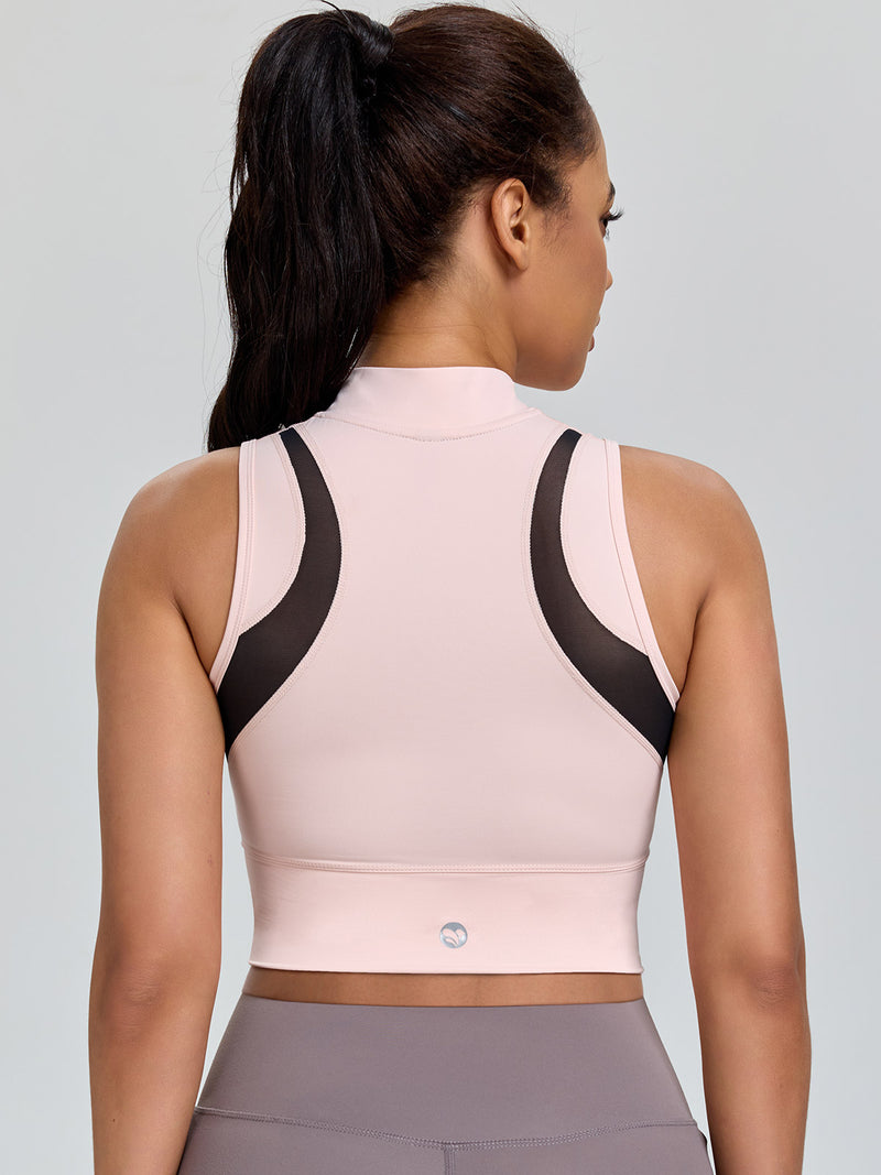 Half-Zip Stand-up Collar Crop Tank